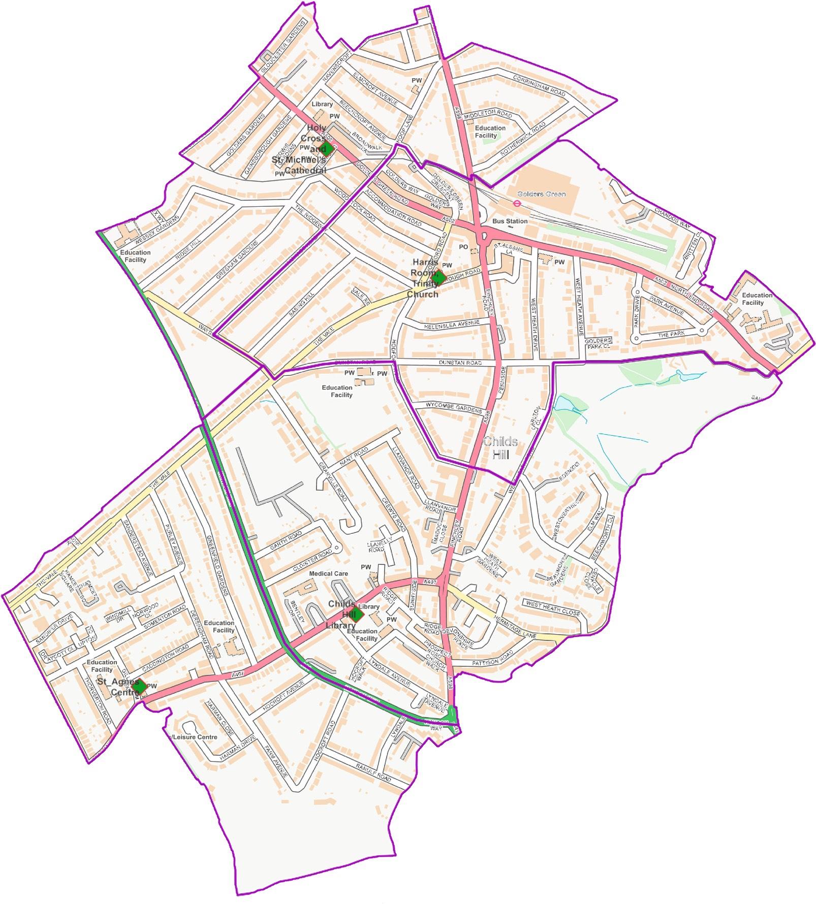Map of Childs Hill ward