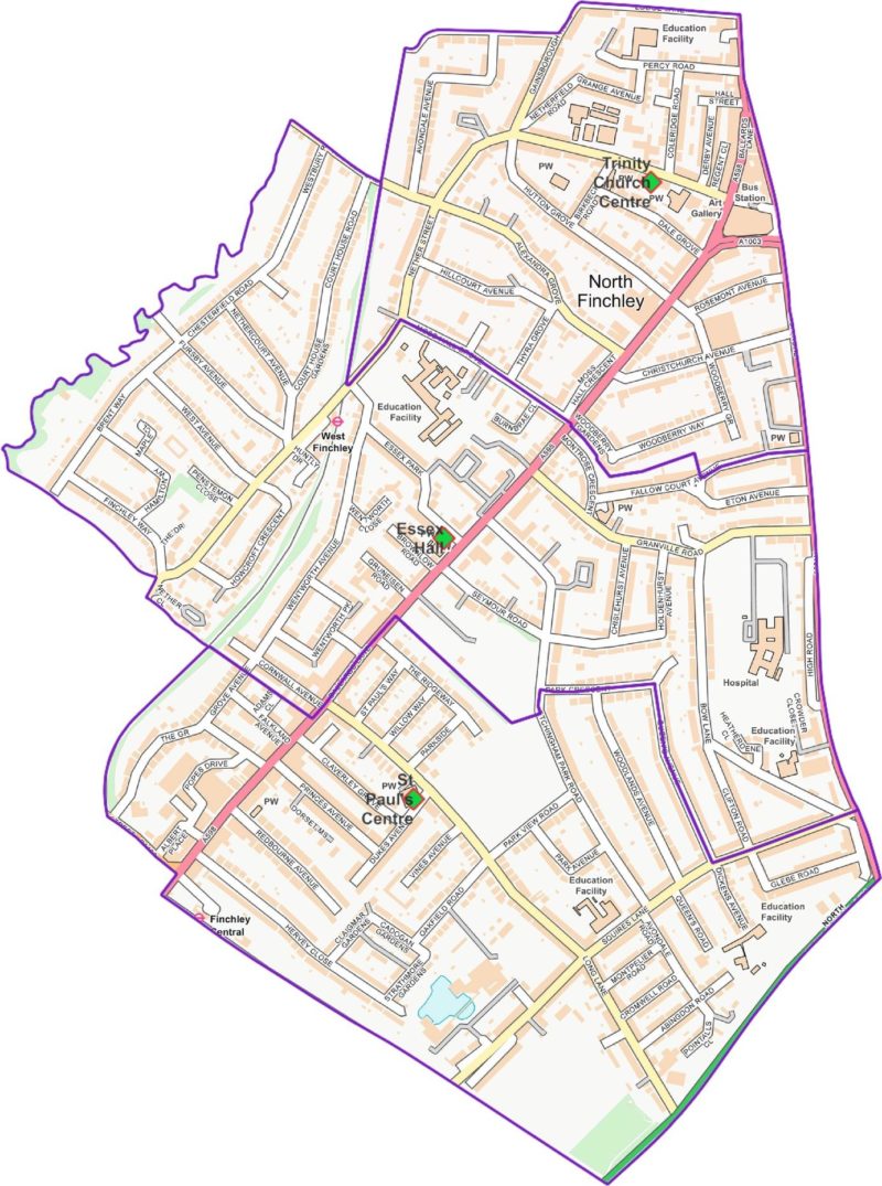 Map of West Finchley ward