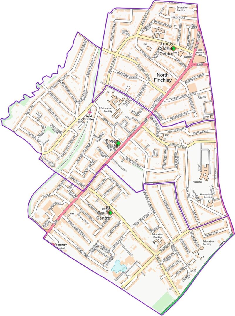 Map of West Finchley ward